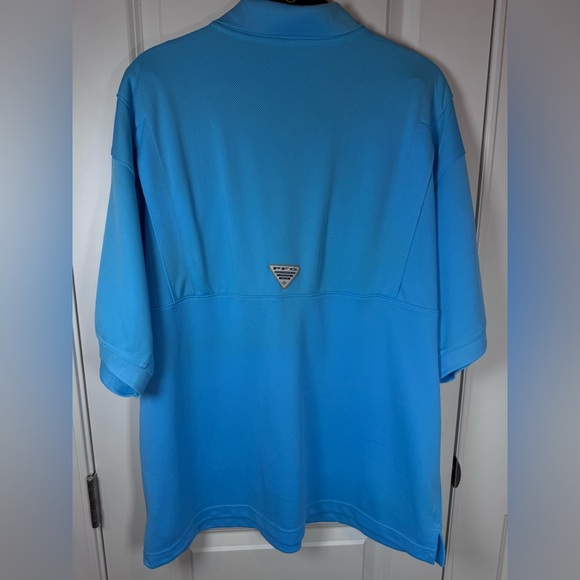 Columbia PFG Omni-Shade Men’s Large Sky Blue Performance Polo UPF Fishing Golf - Picture 5 of 11